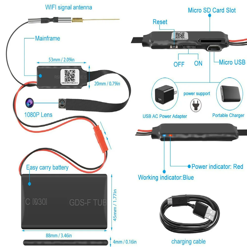 Новые 1080P Full HD H.264 ультра мини WI-FI гибкий Камера Видео Аудио Регистраторы обнаружения движения видеокамера IP P2P espia