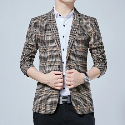 2019 Spring Autumn Luxury Plaid Men Blazers New Fashion Brand High Quality Slim Fit Suit Chinese Jacket 2019 Spring Autumn Luxury Plaid Men Blazers New Fashion Brand High Quality Slim Fit Suit Chinese Jacket