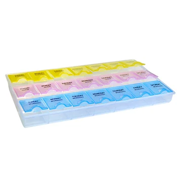 

Transparent Color Empty Plastic Box Pill Tablet Medicine Organizer Weekly 7 Days 3-row Tray Storage Case 21 Compartment NIN668