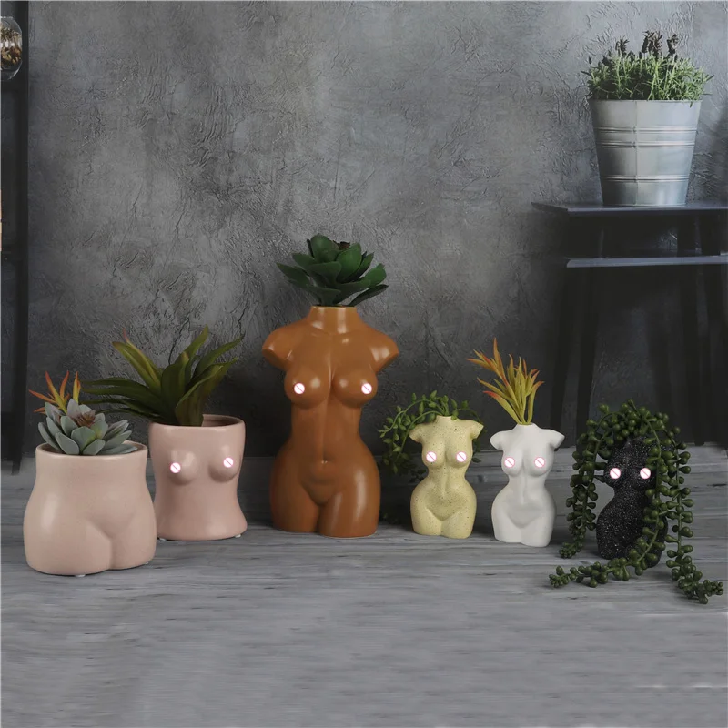 Mini Body Art Design Vase Flower Pot Kardashian Sexy Ceramics Creative Chest Bust Statue Planting Home Decoration Desk Decor | Дом и сад