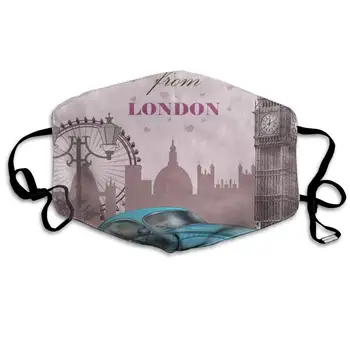 

Awesome Mask Reusable Anti Dust Face Mouth Cover Vintage Car Big Ben Street Mask Warm Windproof