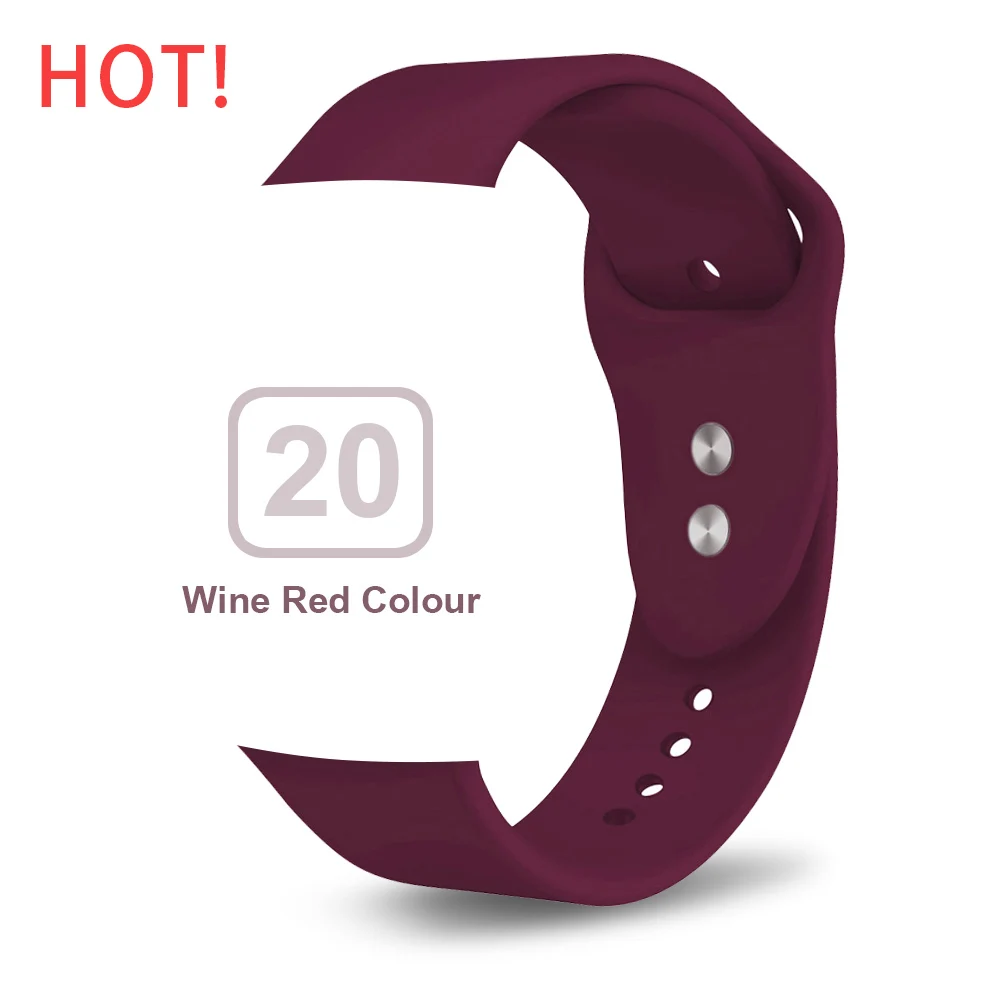 Red Wine Colour Силиконовый ремешок для Apple Watch 38 мм 42 мм iwatch 5 ремешок 44 мм 40 мм спортивный браслет резиновый ремешок для iwatch 4 3 2 1 - Цвет ремешка: Red Wine Colour