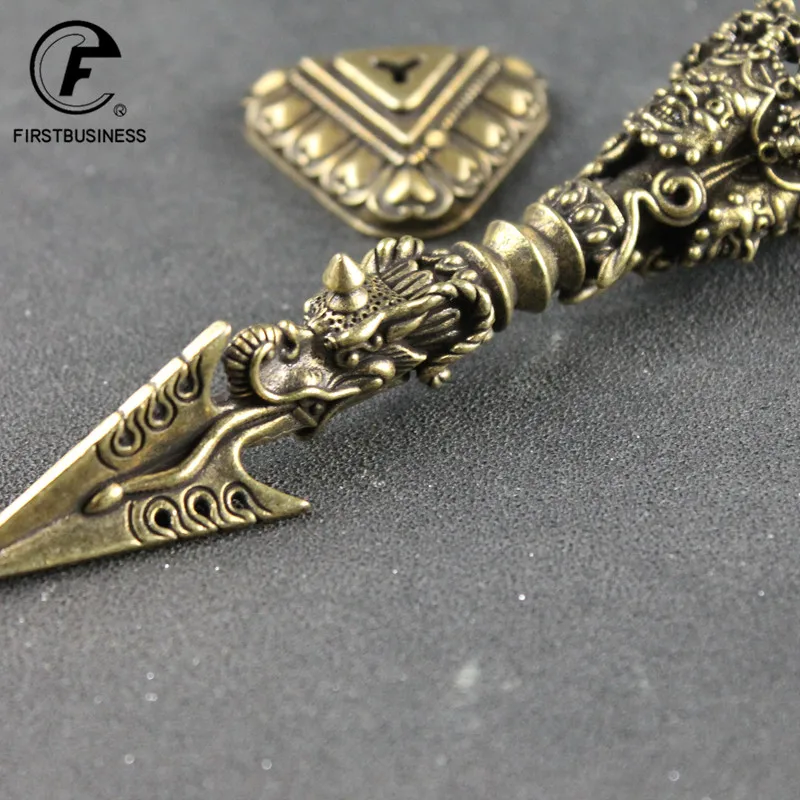 Tea Needle Set Brass Buddha Instrument Ba Jin Just Vajry Pestle Feng Shui Ornament Copper Tea needle Desk Decor Retro Crafts