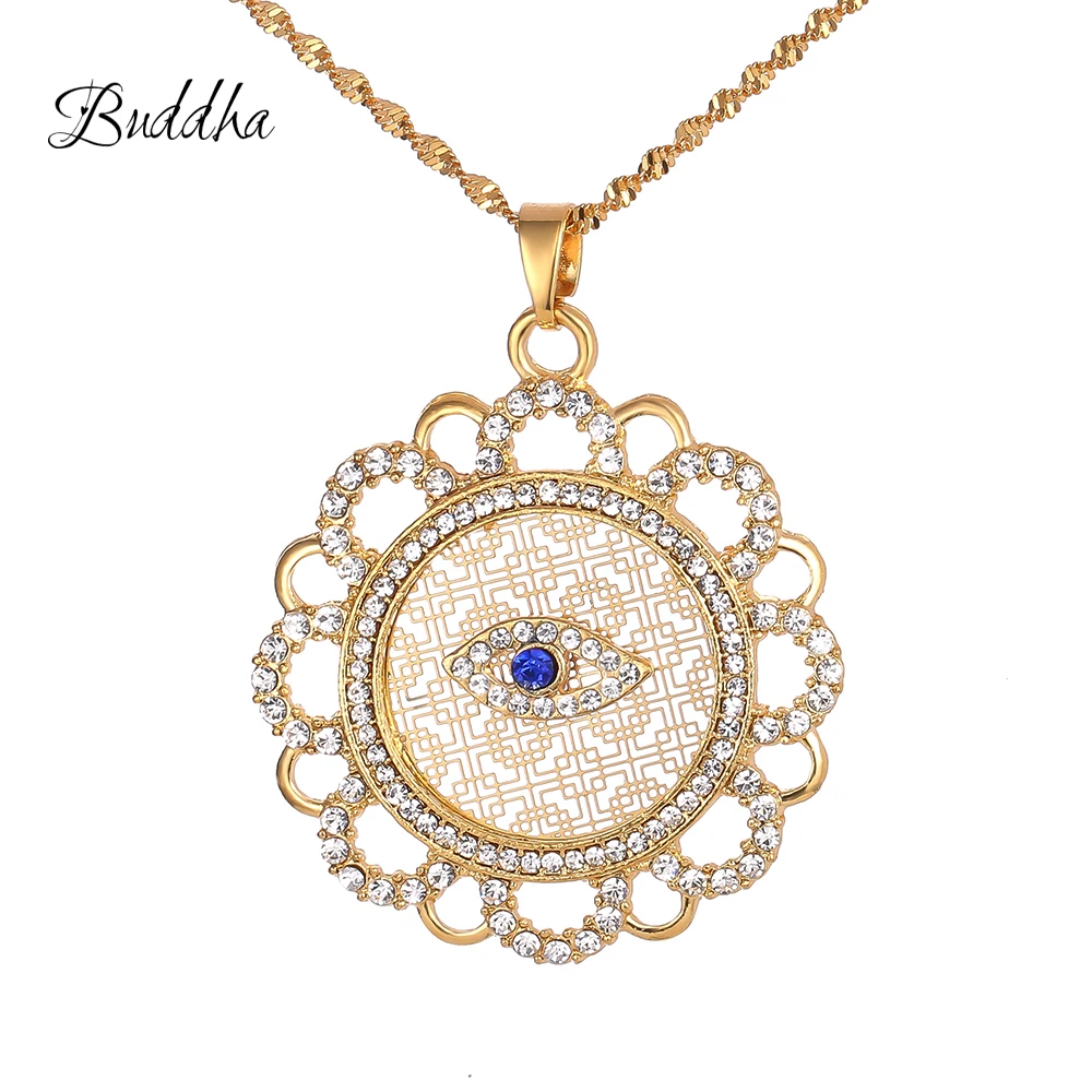 Модное ожерелье с подвеской в виде турецкого сглаза Фатима хамса средней длины