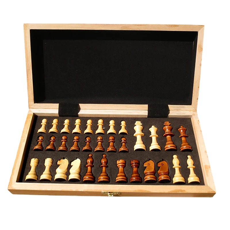 High-end Wooden Magnetic Chess Folding Portable Chess Board Set 29CM 39CM Large Checkerboard Creative Family Children Board Game children s canvas bag fashion klein blue print checkerboard shoulder bag flower princess small change small satchel