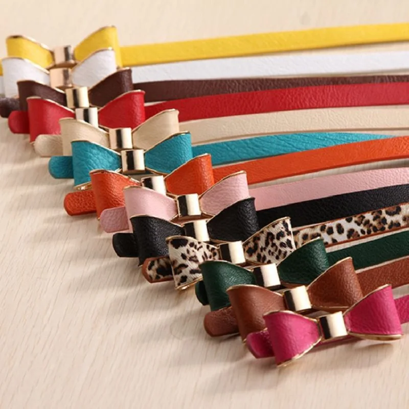 

Thin Belts for Women pu Leather Belt Bow
