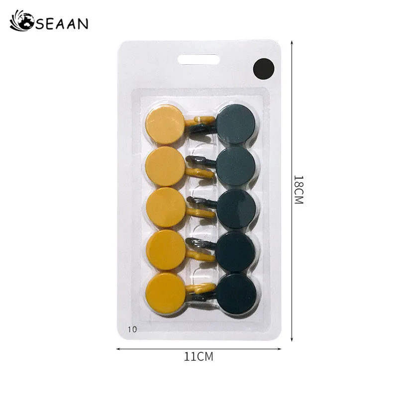 Green and Yellow SEAAN, 10 шт., Одноцветный Бесплатный Пробивной дверной крючок без следов, маленький крючок для одежды, настенный крючок, настенные крючки, декоративные - Цвет: Green and Yellow