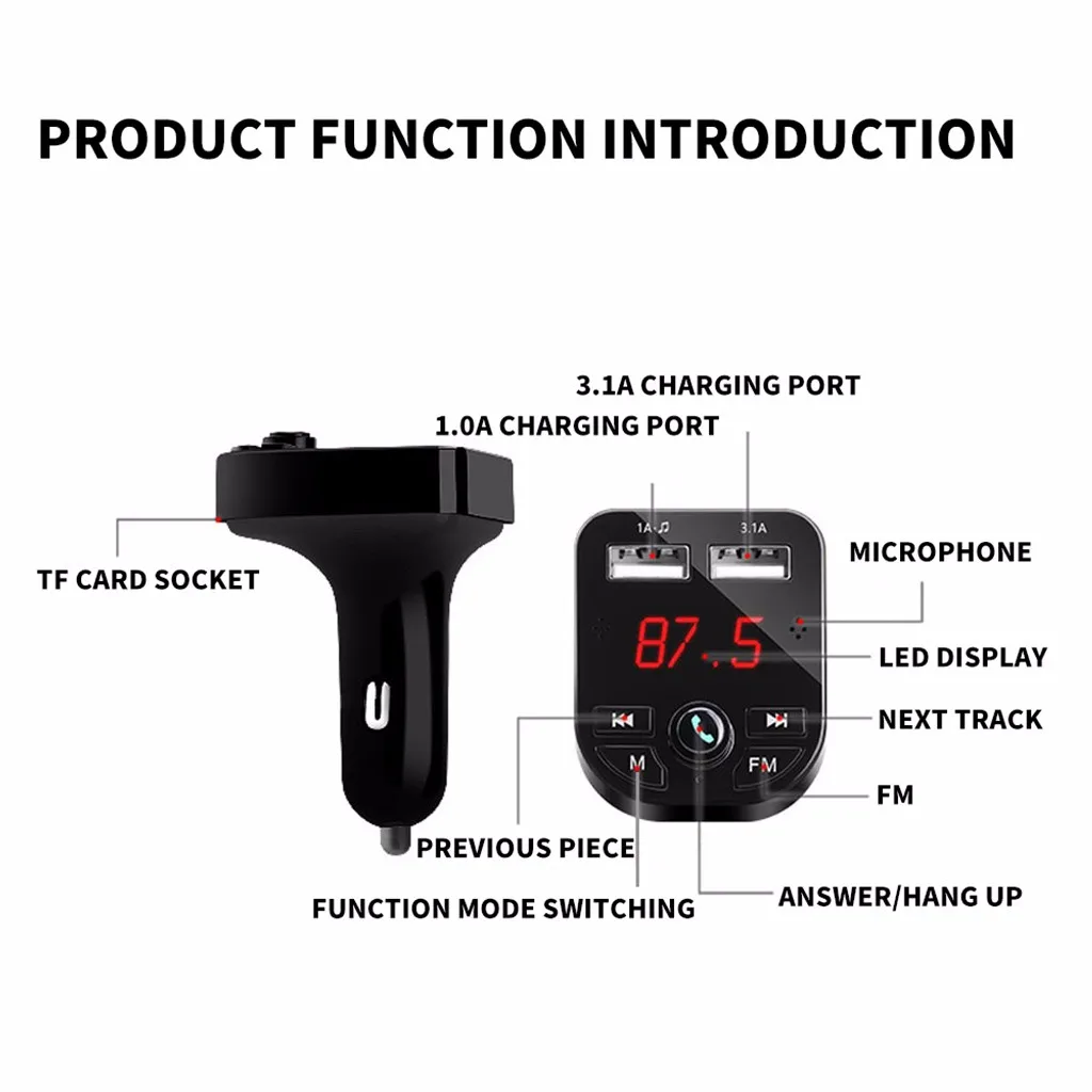 CARPRIE fm-передатчик Bluetooth 5,0 Автомобильный MP3-плеер адаптер батарея Снижение напряжения шума hands-free Dual USB зарядное устройство
