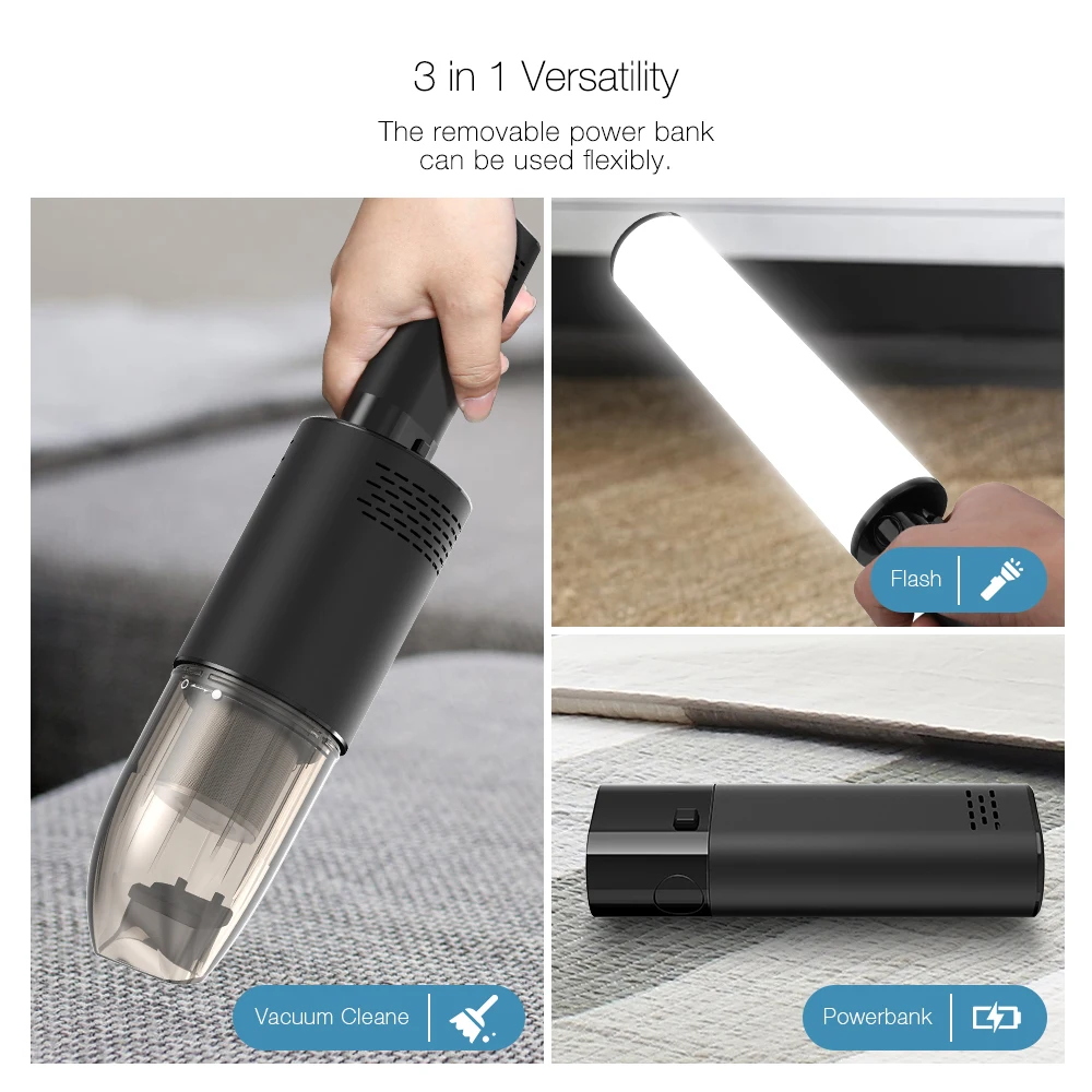 Digoo DG-H1, беспроводной, 3 в 1, многоцелевой ручной пылесос, портативное зарядное устройство, фонарик 5000Pa для дома и чистки автомобиля