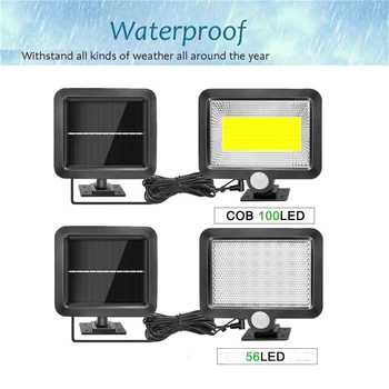 

LED Solar Power PIR Motion Sensor Wall Light 56/30 LEDs Outdoor Waterproof Energy Saving Street Garden Security Lamp split mount