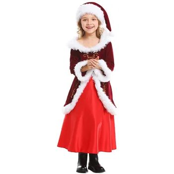 

Girls Kriss Kringle Christmas Cosplay Costume Dress Nobleman Halloween Material Characters Santa Klaus Nancy Press Kringle Claus