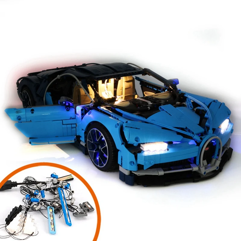 Легкий костюм для(Bugatti Chiron) модели строительных блоков-комплект светодиодных ламп