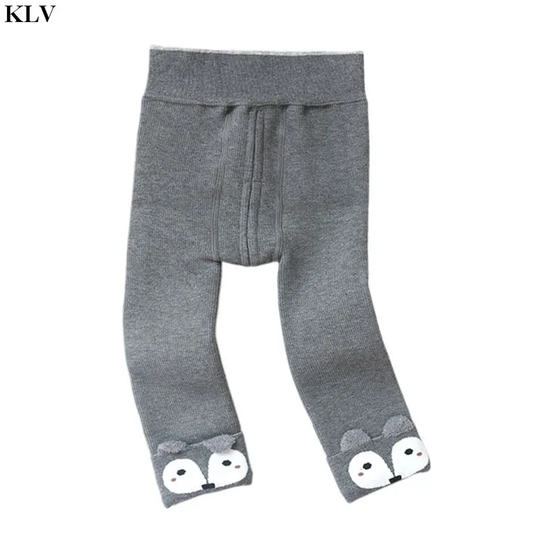 cartoon Gray Зимние плотные леггинсы с подкладкой из искусственного флиса для малышей; теплые колготки без выреза; N1HB - Цвет: cartoon Gray