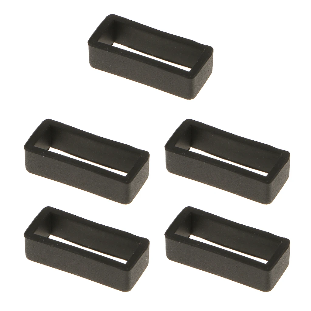 10x Rubber Silicone Watch Band Strap Loops 22mm Secure Rings White+Black