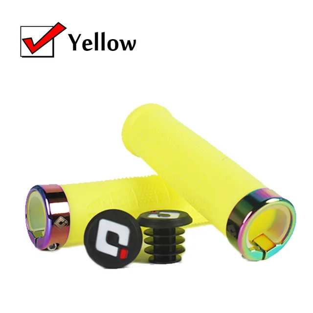 ODI Colored Locking Ring Bike Handlebar Grips MTB Soft-Non Slip Grips Damping Aluminum Alloy Lock Ring Cycling Parts Yellow
