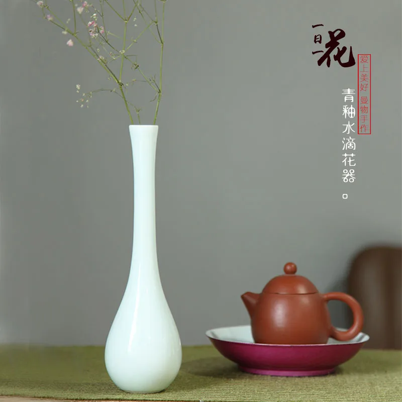 Japanese Zen Decoration china Small Flowers Vase Green Glaze Tabletop Ornaments Home Decor