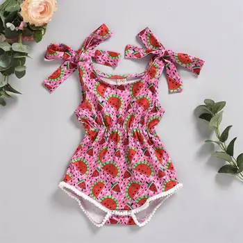 

Newborn Infant Baby Girl Watermelon Print Romper Jumpsuit Playsuit Cute Summer Sleeveless Baby Girl Clothes