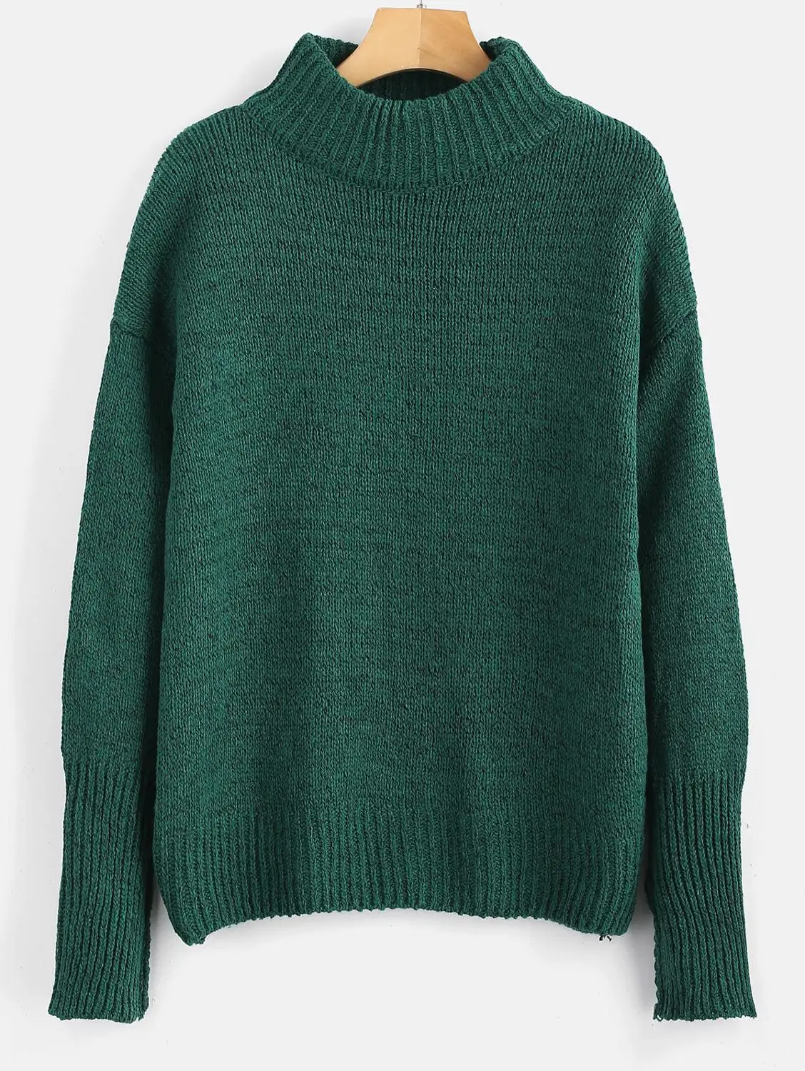Green ZAFUL, теплый, меланжевый пуловер, свитер с открытыми плечами, круглый вырез, длинный рукав, хлопок, базовый свитер, осенние пуловеры, мода - Цвет: Green