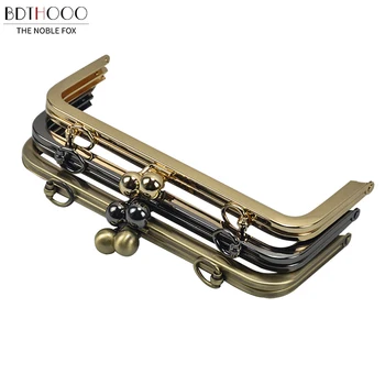 

BDTHOOO 20.5cm Rectangle Bag Purse Frame Screw DIY Part For Bag Metal Ball Kiss Clasp Lock Hardware
