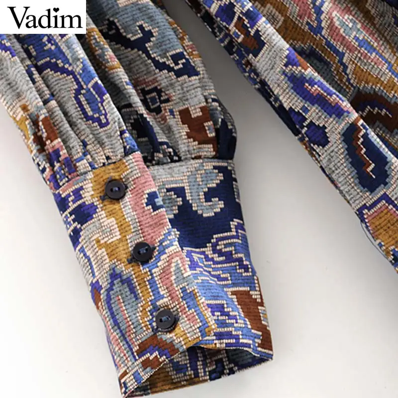 Женское элегантное платье vadim с принтом асимметричное платье с длинным рукавом неправильный дизайн карманы женские шикарные модные миди платья QC760