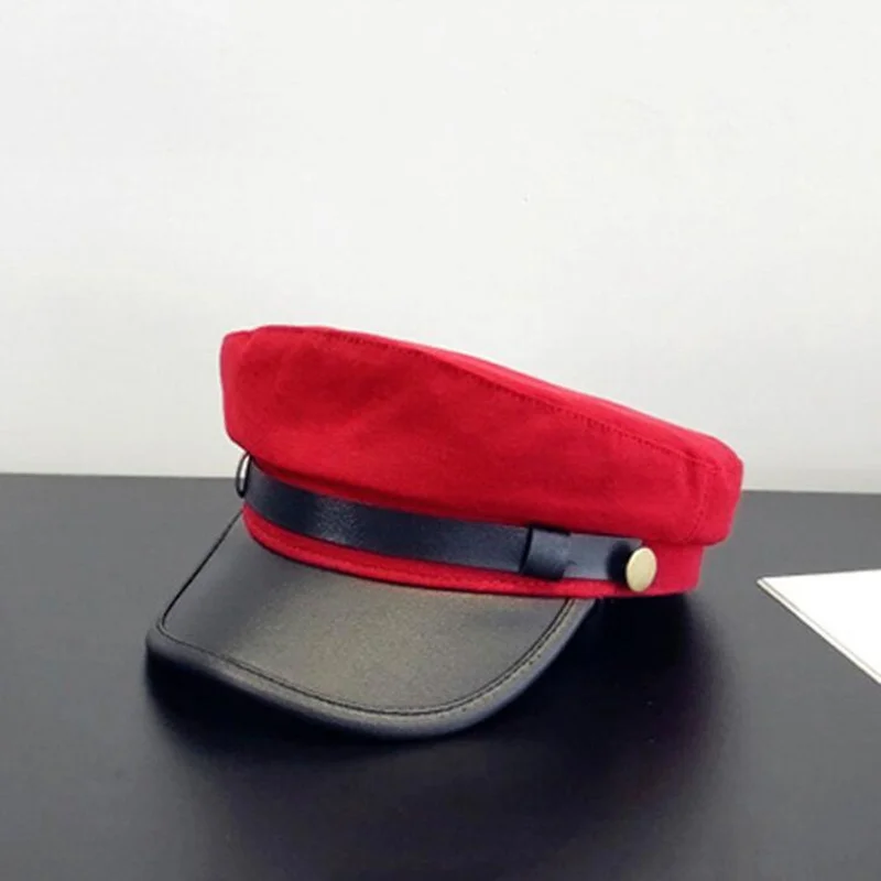Новая плоская зимняя ПУ Кепка, модные шерстяные военные шляпы, Женская осенне-зимняя теплая утолщенная кепка газетчика H4 из искусственной кожи
