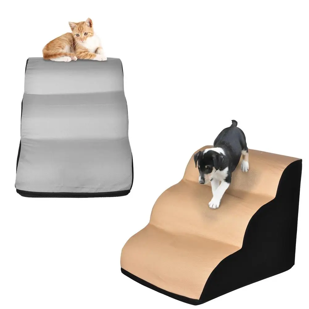 Dog Cats Removable Non-Slip Ramp Climbing Stair Pet Stairs Lightweight Pet Step Sofa Bed Ladder for Dog Cats 3 Steps Stairs Pet Bed Steps wujomeas Pet Climbing Stair 