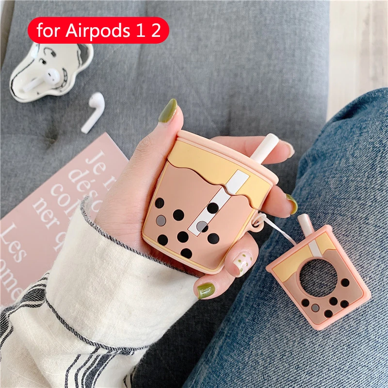Милый беспроводной чехол для наушников с Bluetooth для apple airpods 2, силиконовая Мягкая коробка с рисунком молочного чая, аксессуары для airpods - Цвет: 71