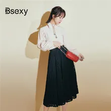 Высококачественная Осенняя Женская Черная кружевная юбка с дырками с высокой талией гофрированные длинные юбки на Хэллоуин