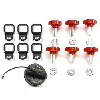 

Non Locking Fuel Filler Gas Cap with Tether with Hardtop Thumb Screws Quick Removal Bolts with 6 Tie Down Anchors