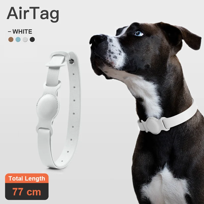 Collar Airtag Original para mascotas, Collar ajustable de cuero para perros  y gatos con soporte Apple Airtags, antipérdida, suministros para mascotas,  accesorios