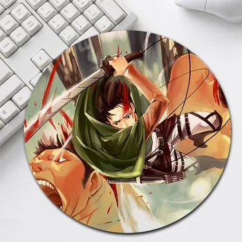 

Big Promotion Attack on Titan Anime Mouse Pad 200mm 220mm 240mm 2mm Mousepad Natural Rubber Round Durable Desktop Mice Mat