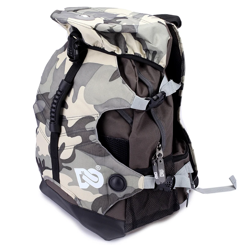 GREY CAMO Встроенный рюкзак для коньков, сумка для катания на коньках, спортивные сумки для катания на роликах, походный рюкзак для взрослых, сумка через плечо - Цвет: GREY CAMO
