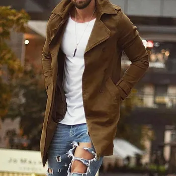 

2020 fashion Spring autumn Men's Jacket Mid-long Slim Plus Size Windbreaker Men's Casual Coat Solid Color Coat