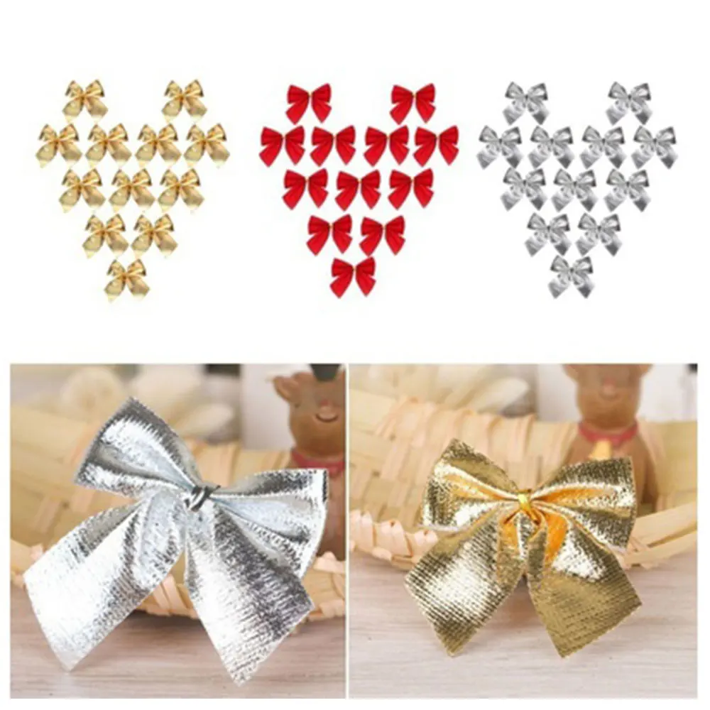 Pretty Navidad 24pcs Home Party Bowknot Butterfly Knot 6.2*5cm Gift Natal New Year Festival Decorations