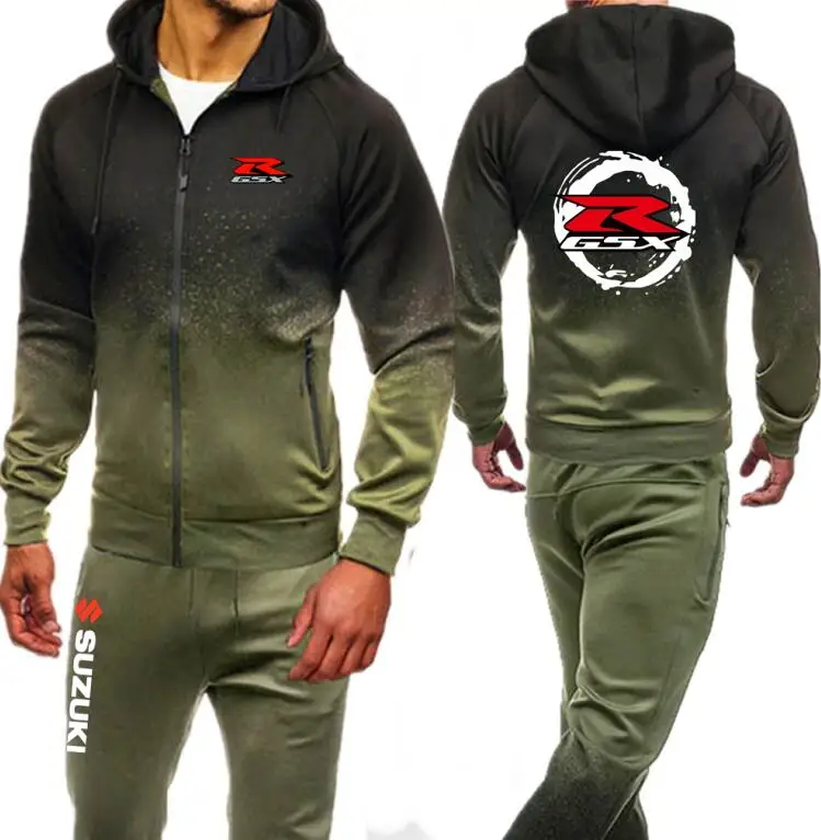 color 3 Suzuki Racing спортивный костюм с капюшоном для мужчин, осенний спортивный костюм для фитнеса, бодибилдинга, толстовка на молнии, куртка, штаны для мужчин - Цвет: color 3