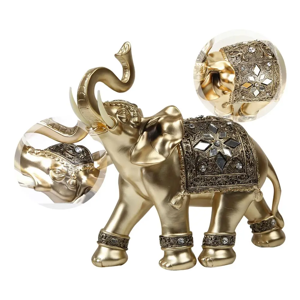 Фигурка слона украшение фэн-шуй Смола ремесло золото счастливое украшение в виде слона миниатюрные фигурки украшение стола