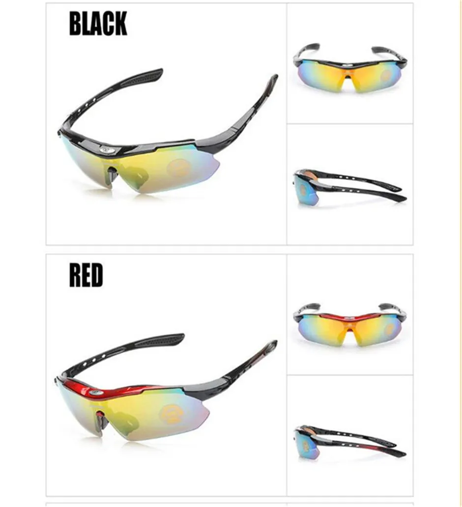 5 Lens Cycling Glasses Night vision Eyewear Change Lens Glasses Fishing Hiking Mountain Bike Bicycle Riding Sports Goggle Set