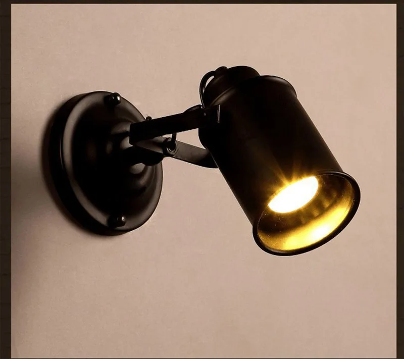 Ретро Черное настенное бра с поворотным кронштейном, регулируемый угол поворота, Ретро винтажный настенный светильник, бра, настенный светильник - Цвет абажура: Черный