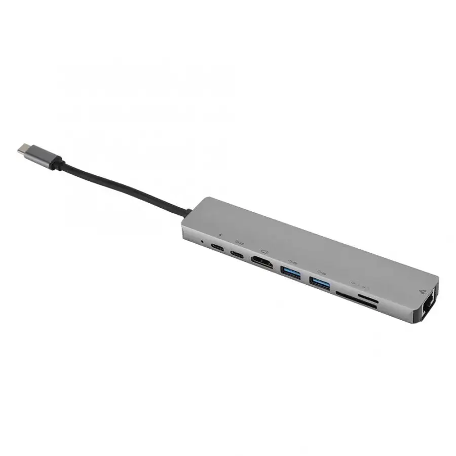 8 в 1 USB-C-type-C 3 USB 3,0 концентратор док-станция HDMI RJ45 Ethernet TF OTG адаптер USB-C-type-C адаптер