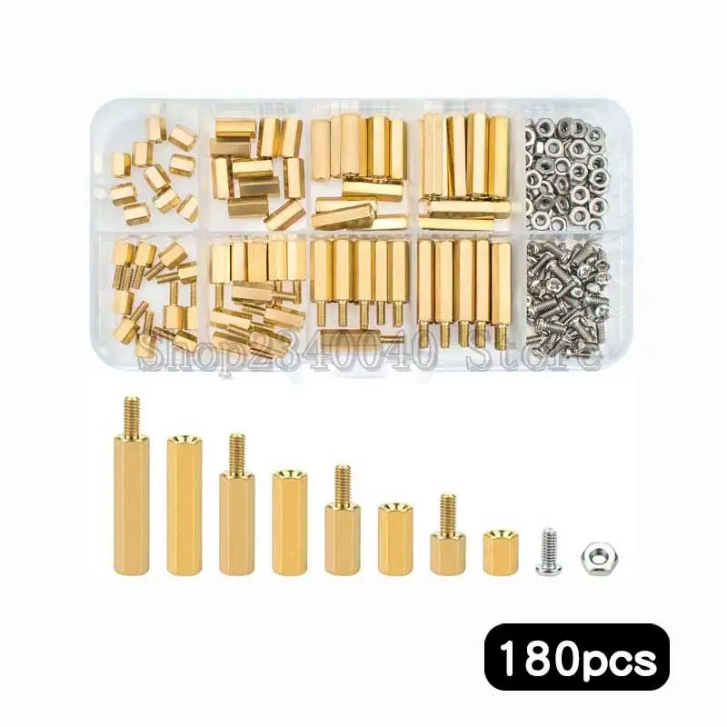 

180Pcs M2.5 M3*L+6mm Hex Head Brass Spacing Screws Threaded Pillar PCB Computer PC Motherboard StandOff Spacer Kit