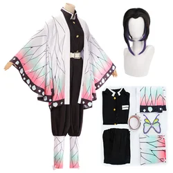 Anime Demon Slayer Kimetsu No Yaiba Kimono Kochou Shinobu Cosplay Costume Suit Uniforms Costumes Wig Child Adult Party