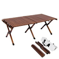 Table de pique nique pliante en bois, rouleau d'œufs, bureau pliable pour jardin, barbecue, fête, Camping, pêche, randonnée, voyage en plein air 