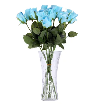 

12PCS Artificial Rose Flower Soft PU Real-Like Simulation Rose Bouquet with Single Stem for Home Hotel Decoration