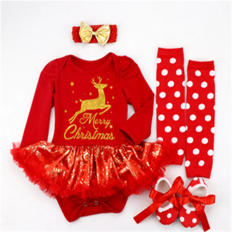 Одежда для малышей; Одежда для новорожденных «Мой первый Рождественский наряд»; платье-пачка; комбинезон; Одежда для младенцев; костюмы на день рождения для девочек; повязка на голову; гетры - Цвет: 10