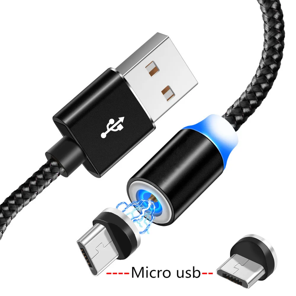 Black for Micro usb Магнитный кабель для быстрой зарядки Micro usb type C для samsung S10 S9 A10 A30 A50 Xiaomi Mi9 huawei 7s Honor 8s 9 8x mate 10 20 lite - Цвет: Black for Micro usb