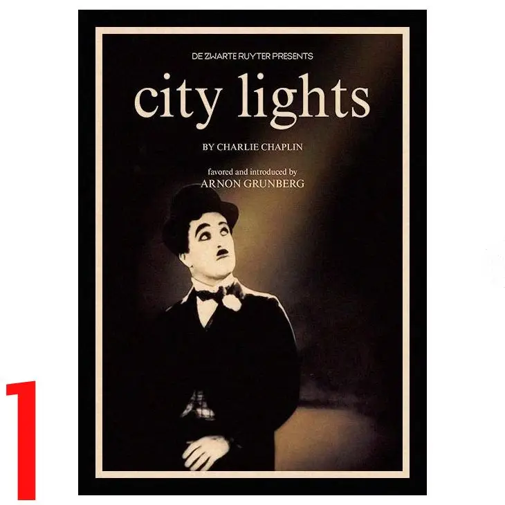Черный Идеальный JL Charles Chaplin город огни большой диктатор Ретро плакаты крафт обои высокое качество живопись для HBA73 - Цвет: Черный