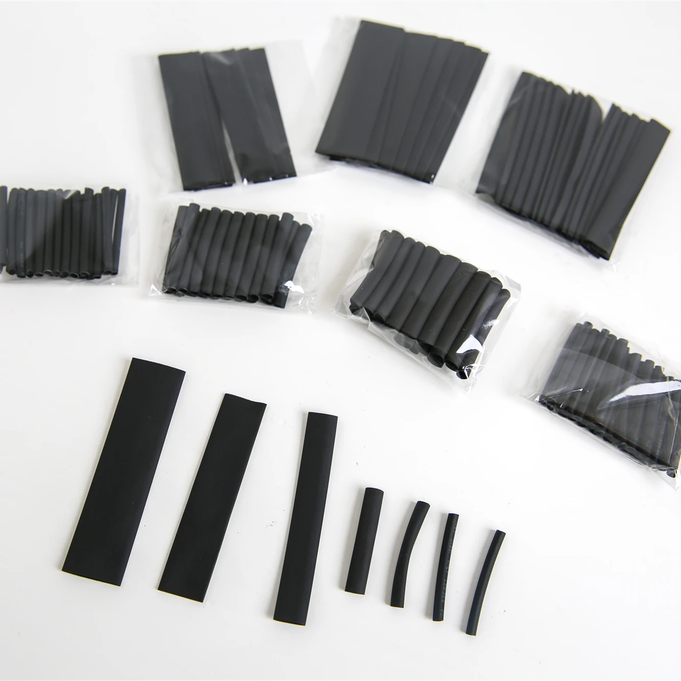 

127pcs/lot Heat Shrink Tubing 7.28m 2:1 Black Tube Car Cable Sleeving Assortment Wrap Wire Kit with Polyolefin Assortment