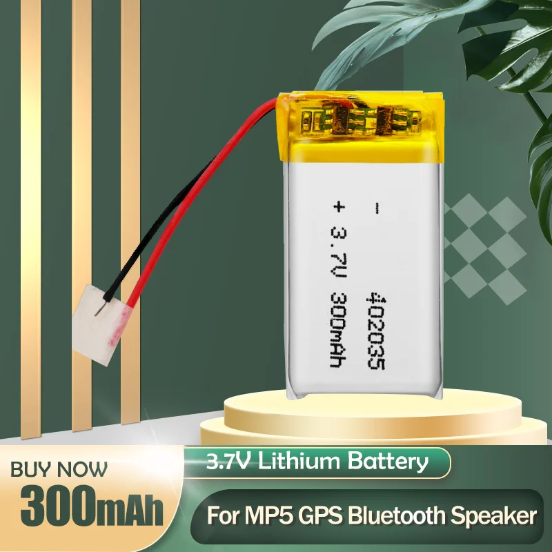 402035 042035 3.7V 300mAh Lithium Polymer LiPo Rechargeable Battery For GPS DVR MP3 MP4 MP5 Bluetooth Headset Smart Watch Toys |