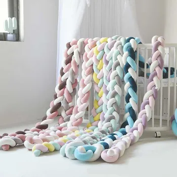 

2M Baby Handmade Nodic Knot Newborn Bed Braid Weaving Plush Baby Crib Protector Infant Knot Pillow Room Decor