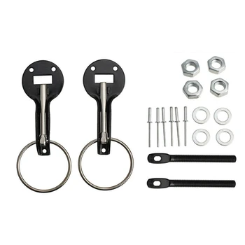 

2 Pcs Black Universal Quick Release Bonnet Pins Hood Lock,Engine Hood Lock